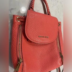 Michael Kors Vic Pebbled leather adjustable Backpack purse pink grapefruit